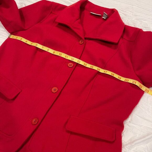 Chicos Red Button Down Coat Size 2 - Picture 10 of 10